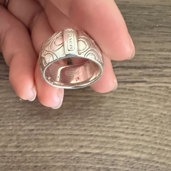 Coach Silver Women's Ring with Engraved Design - Picture 2 of 2